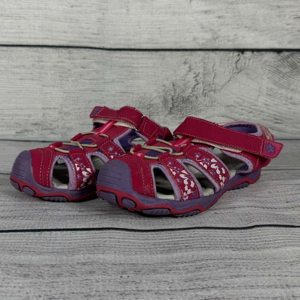 Apakowa Girl's Open-Toe Sport Sandals in Pink and Purple Sz 32